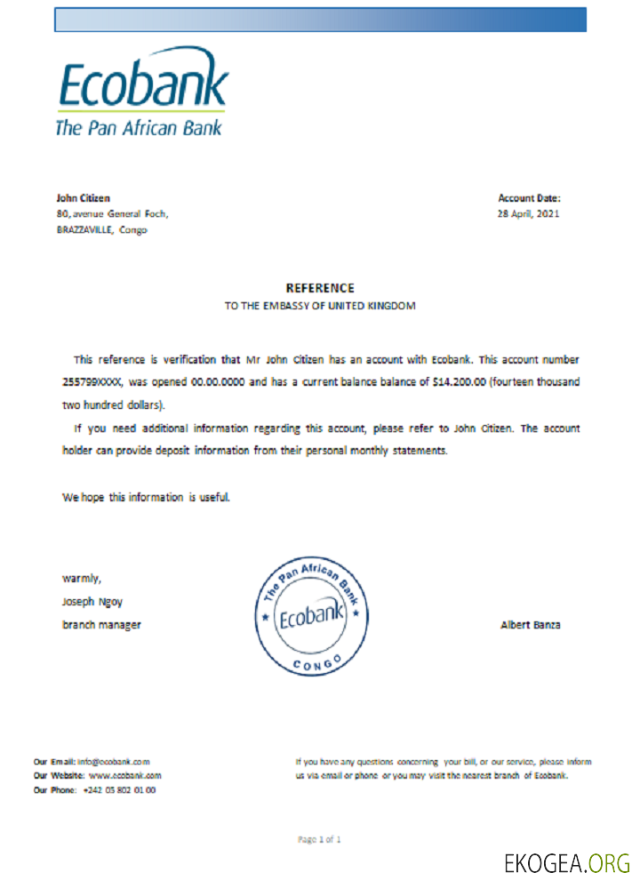 Congo , Ecobank , reference